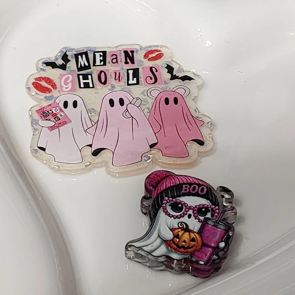 Mean Ghosts Flatback Focal Bead Beaded Pen Badge Flats Planar Acrylic Ghoul